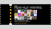 Header graphic for PlayGround's Free-Play Festival including 21 images of diverse, vibrant productions
