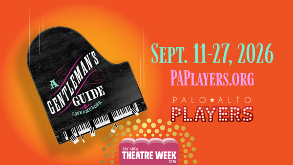 A grand piano falling from above with the words A Gentleman's Guide to Love and Murder on it, with the dates Sept. 11-27, 202