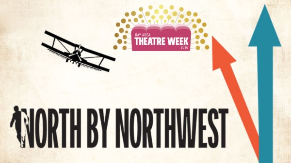 North by Northwest title treatment, including a man running while a plane flies overhead