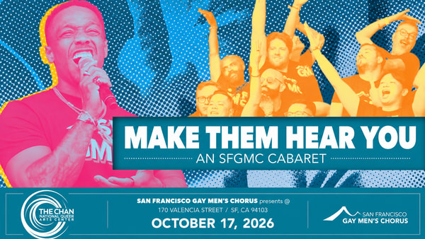 A vibrant pop-art graphic shows a singer holding a microphone beside cheering chorus members in bold pink, orange, yellow, an