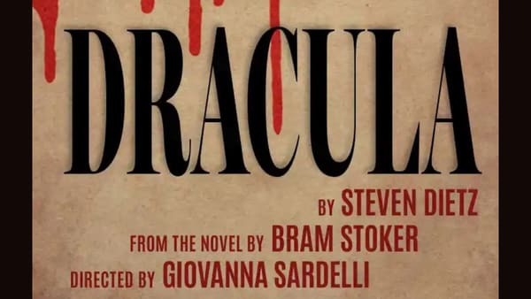"the title 'Dracula' in red dripping letters against a black bac