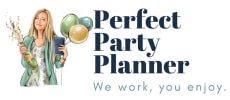 Perfect Party Planner stacked logo with tagline