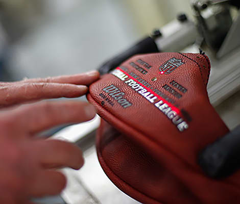 A handcrafted Wilson football.