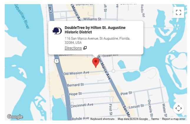 DoubleTree by Hilton St. Augustine Historic District Google Map