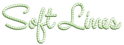 An image of the words "Soft Lines" stylistically written in green woven rope