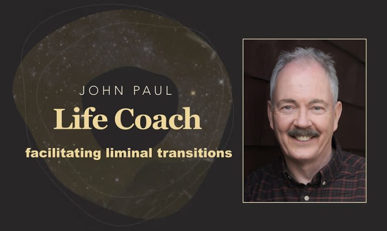 John Paul Life Coach- facilitating liminal transitions logo and photo