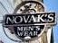 Novak's Men's wear sign front, woodcut