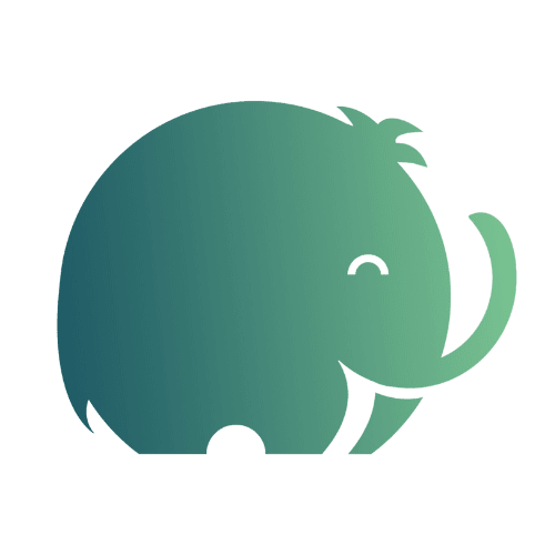Skill Mammoth logo - green cartoon mammoth icon