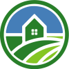Official logo for Central Florida Clean, a green house icon, blue sky, and rolling green hills enclosed in a circular emblem