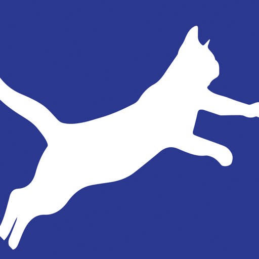 Pedal Up Bike Rentals & Sales cat logo in white on a blue background