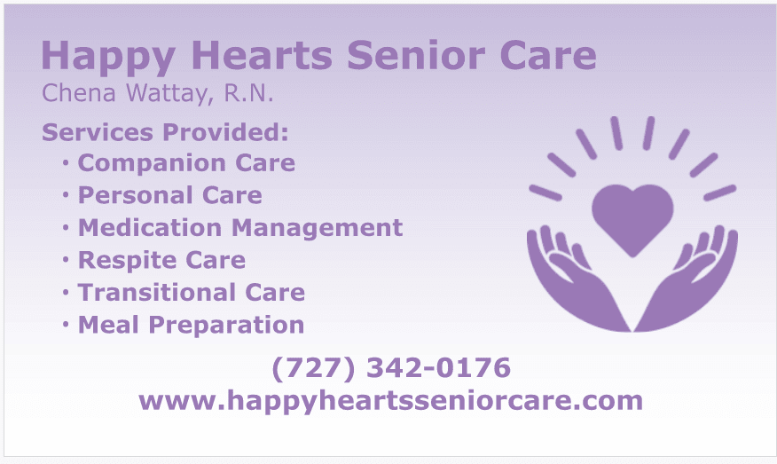 Happy Hearts Senior Care Business Card