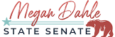 Megan Dahle state senate with a bear and a star logo
