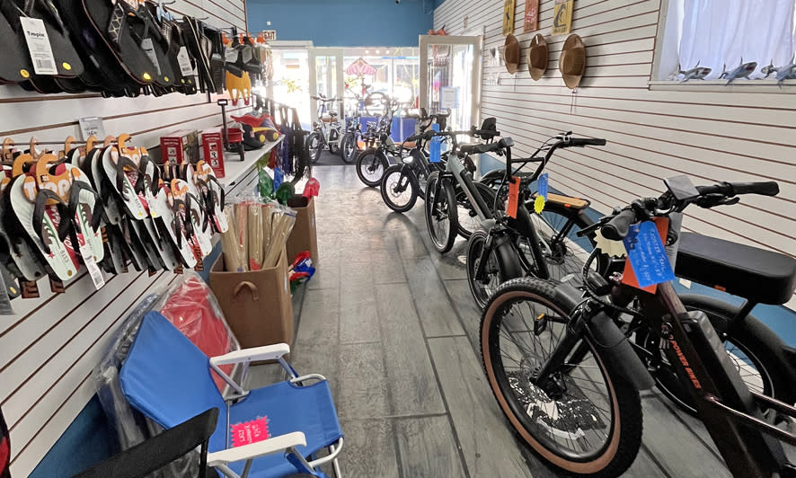 Second Spin bike consignment at Pedal Up Bike Rentals & Sales with quality used electric bikes and beach gear.