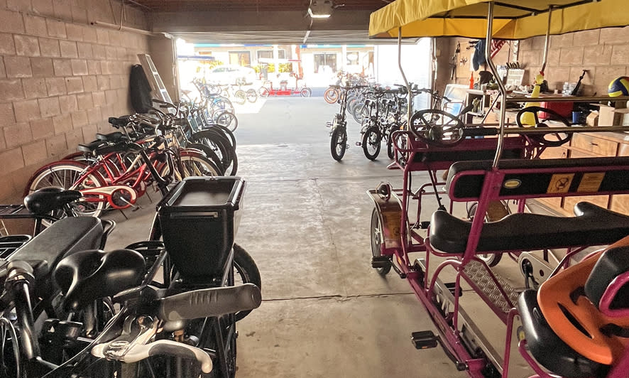 Non-electric beach cruisers and surrey rentals available at Pedal Up Bike Rentals & Sales on the Central Coast.