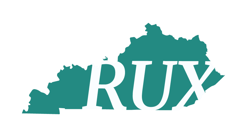 Teal Kentucky silhouette with white RUX