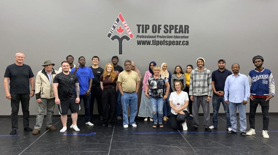 Tip of Spear Academy students and instructors during Alberta Basic Security Training in Edmonton, Alberta