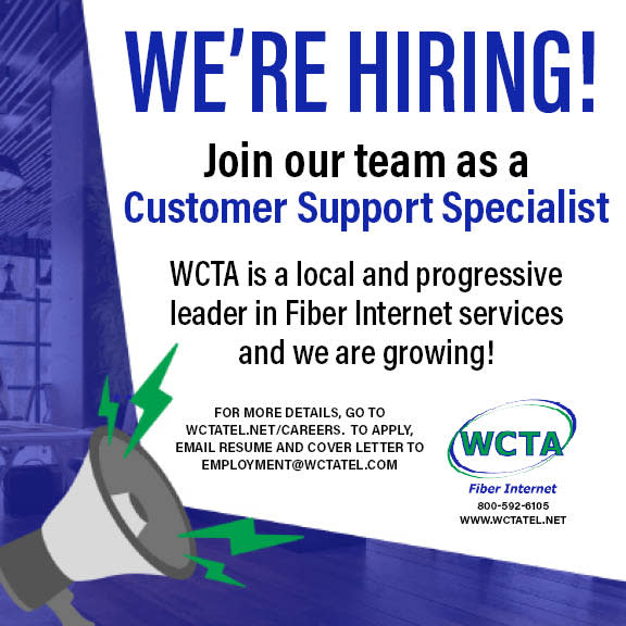Customer Support Specialist - WCTA - employment@wctatel.com