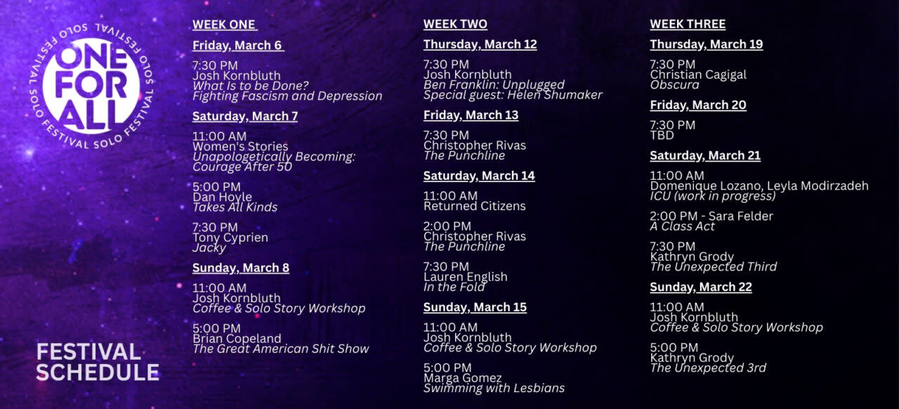 one for all performance schedule