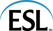 ESL investments logo with blue arch