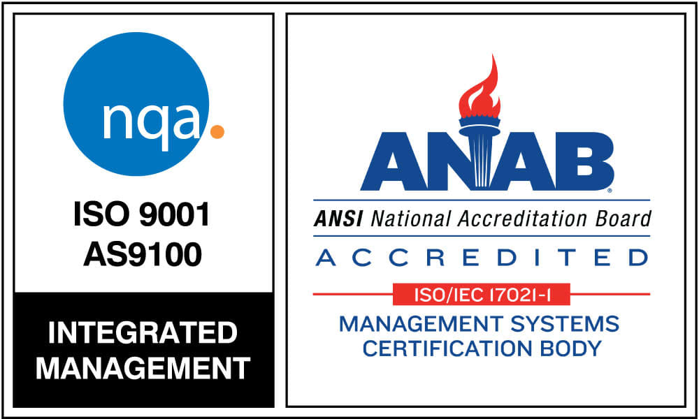 AS9100:2016 and ISO 9001:2015 - Aerospace and Quality Management Certified by NQA
