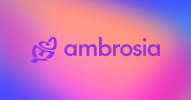 Ambrosia logo- tie dye purple to pink with leaf design