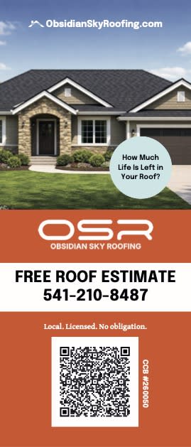 Photo of a flyer for Obsidian Sky Roofing
