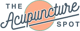 The Acupuncture Spot logo with cursive and an orange circle in the background