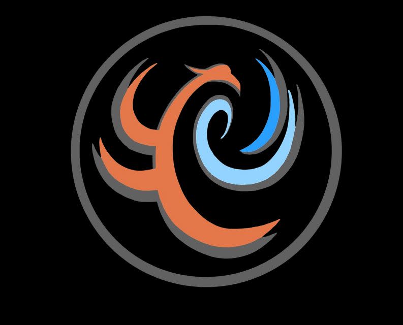 Logo on black background