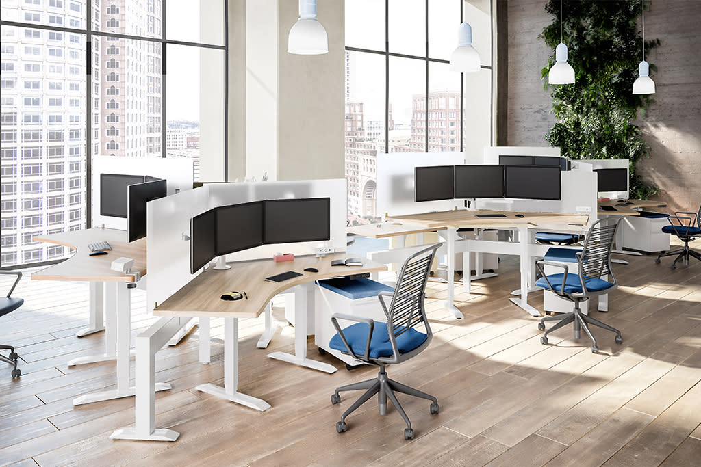 Office space with workstations