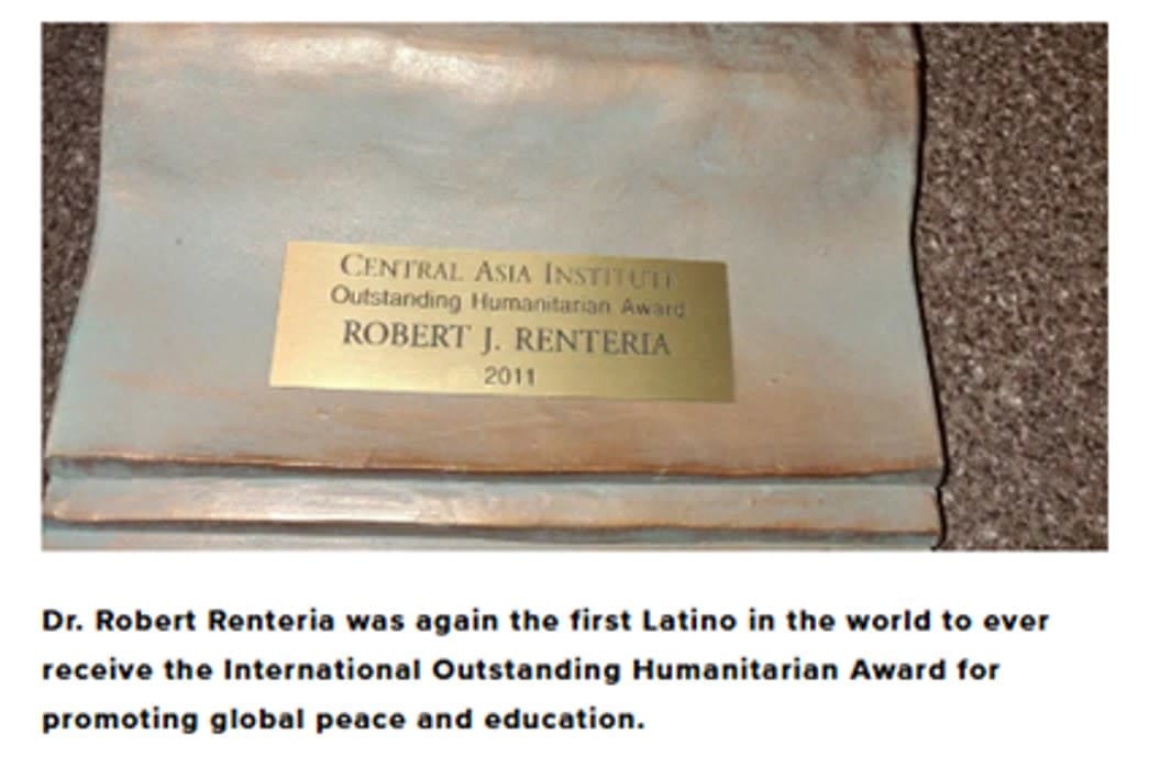 Dr. Robert Renteria was again the first Latino in the world to ever receive the International Outstanding Humanitarian Award