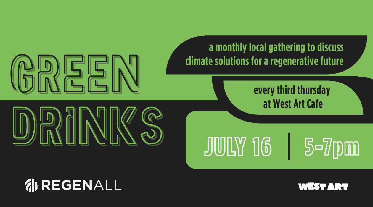 green drinks image july 16, green and black color block, 5-7pm
