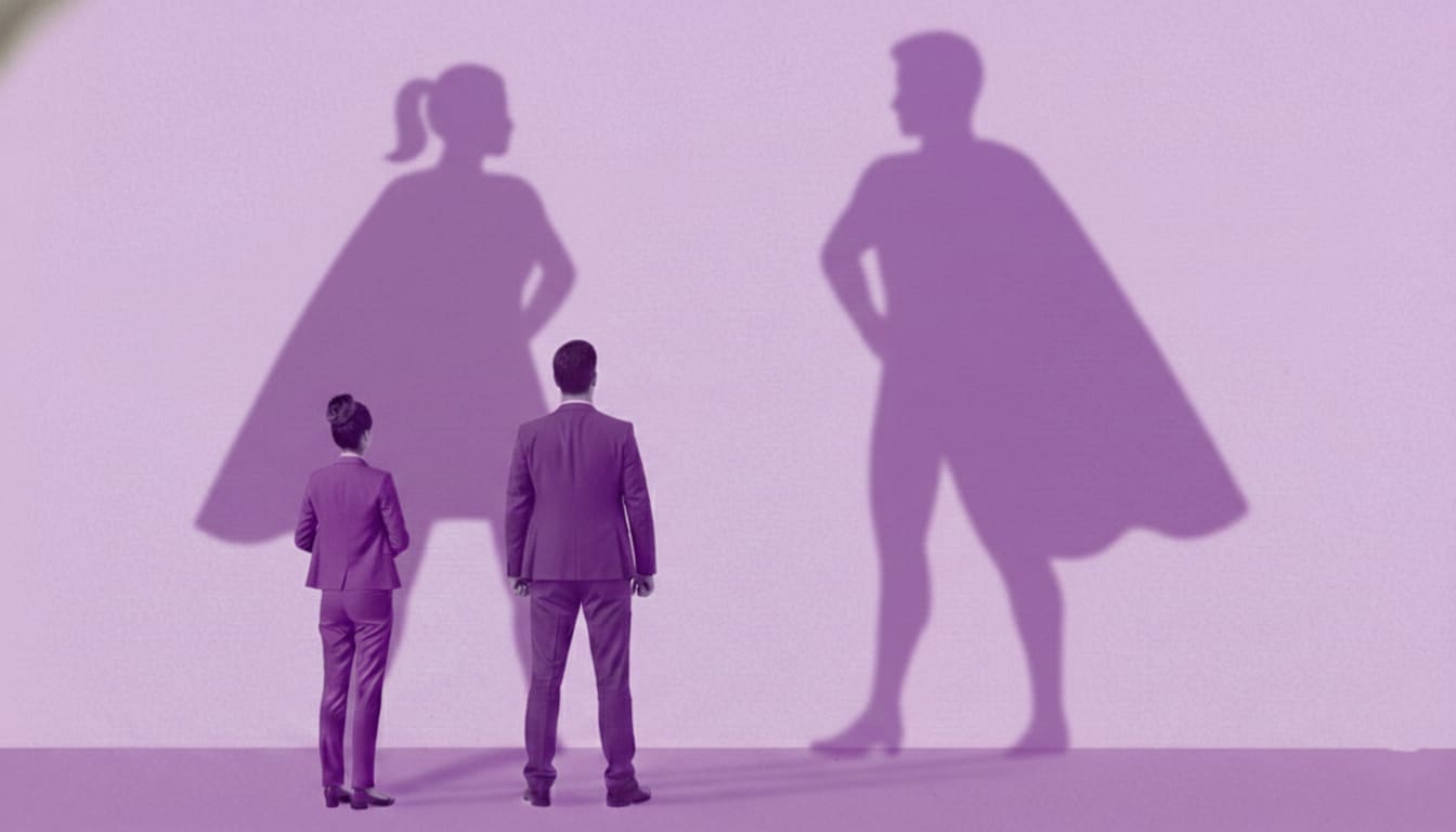 an ai-generated rendering of a businesspeople as superheroes