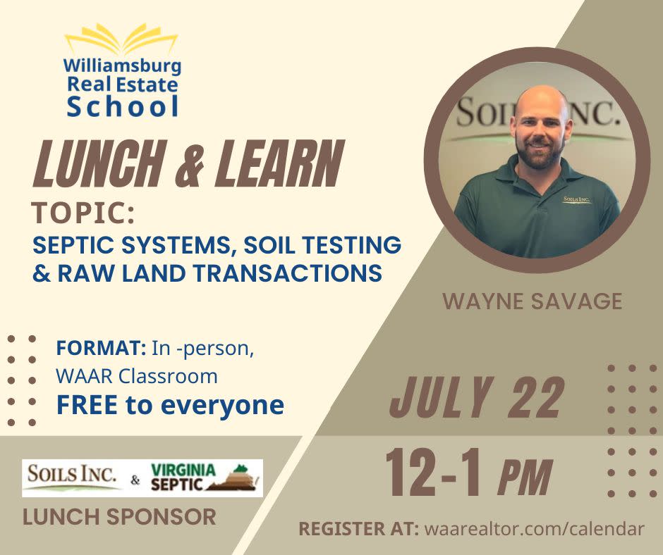 Lunch & Learn: Septic Systems, Soil Testing & Raw Land Transactions