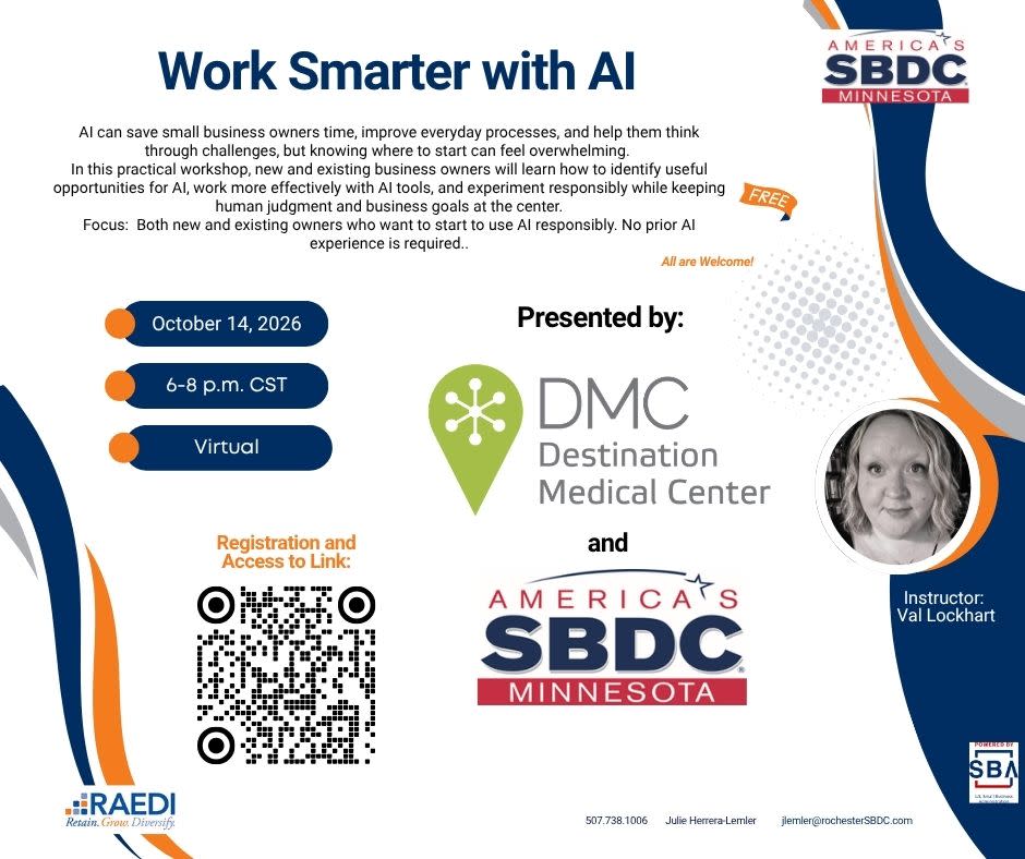 Work Smarter with AI - presented by the SE Minnesota SBDC