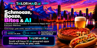 Schmooze, Booze, Bites & AI flyer