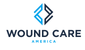 Geometric blue and navy symbol above the words ‘Wound Care America