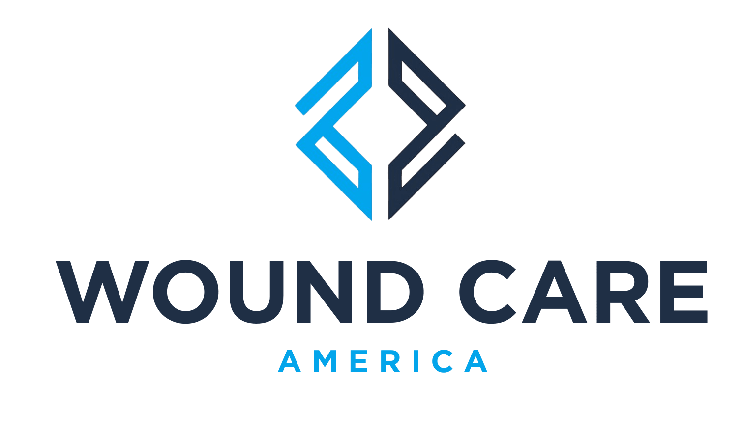 Geometric blue and navy symbol above the words ‘Wound Care America