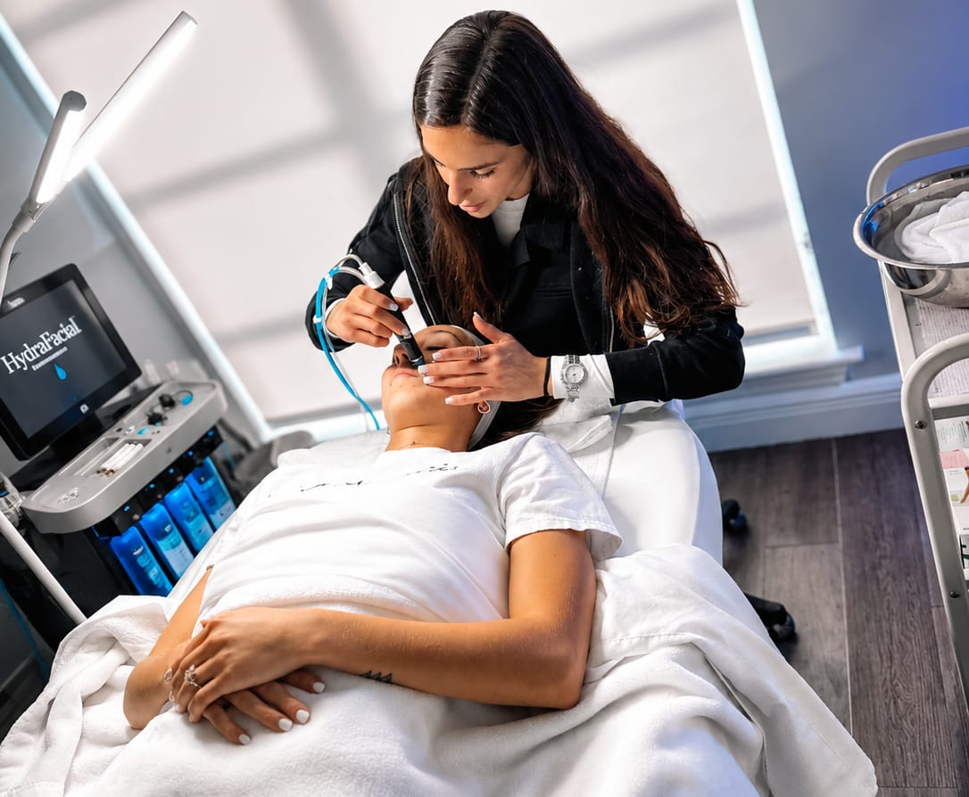 Refresh - Aesthetics & Wellness provider performing HydraFacial treatment on a patient in Florida