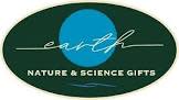 The Earth Store logo and sign with a dark green oval with a light blue circle inside with "earth" in cursive