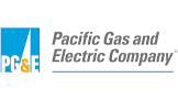 PG&E logo blue with a white triangle, yellow "&"