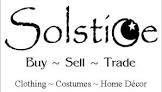 Solstice logo with a moon and star for the "C". Buy~ Sell~ Trade/ Clothing~ Costumes~ Home Decor