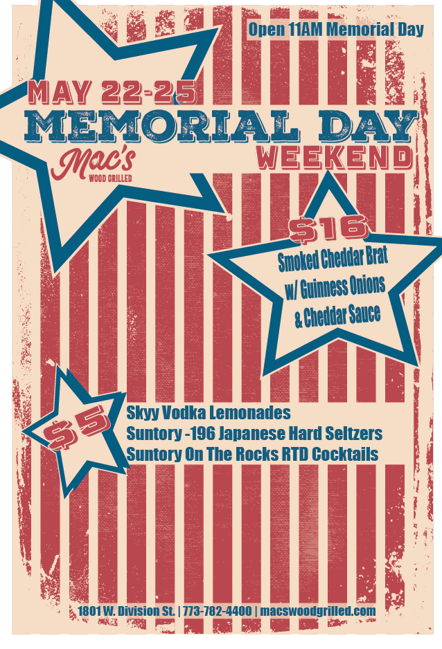 Memorial Day Weekend at Mac’s Wood Grilled