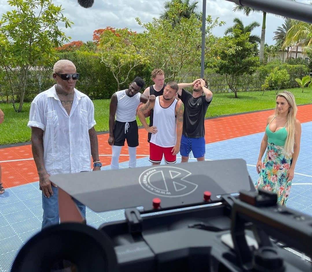 Shooting a commercial with Dennis Rodman