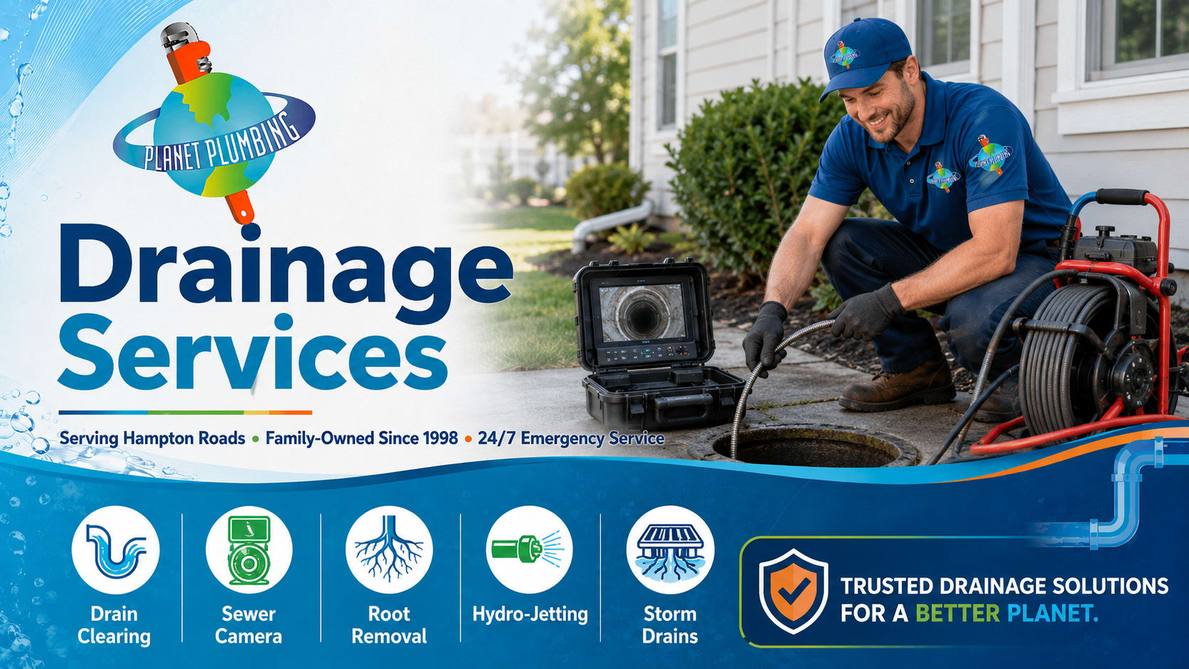 Planet Plumbing Provides Drainage Services in Hampton Roads