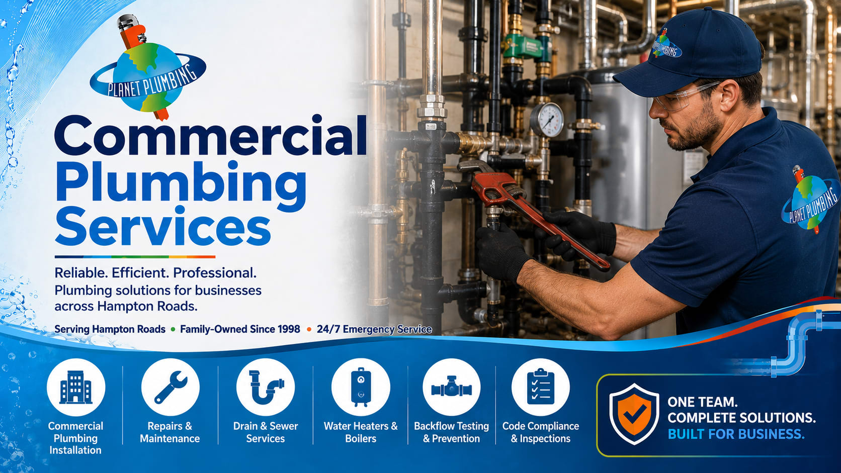 Planet Plumbing provides Commercial Plumbing Services in Hampton Roads