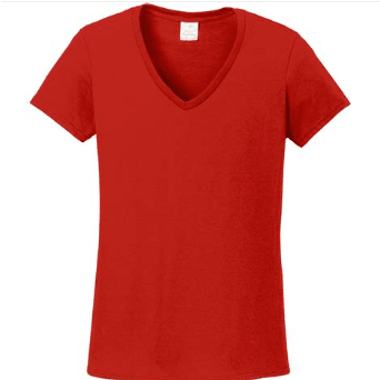 Red Women's Short V-Neck T-Shirt