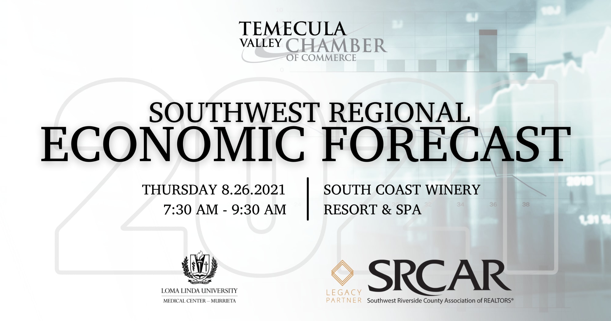 Southwest Regional Economic Forecast Advertisement Banner with date, time and location of event. Thursday 8/26/2021
