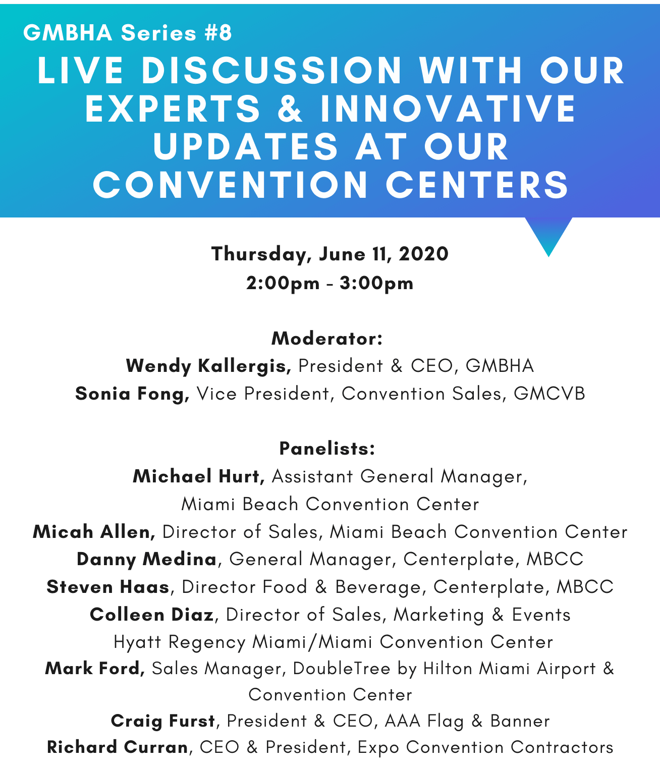 GMBHA Series #8 Live Discussion with our Experts and Innovative Updates at our Convention Centers