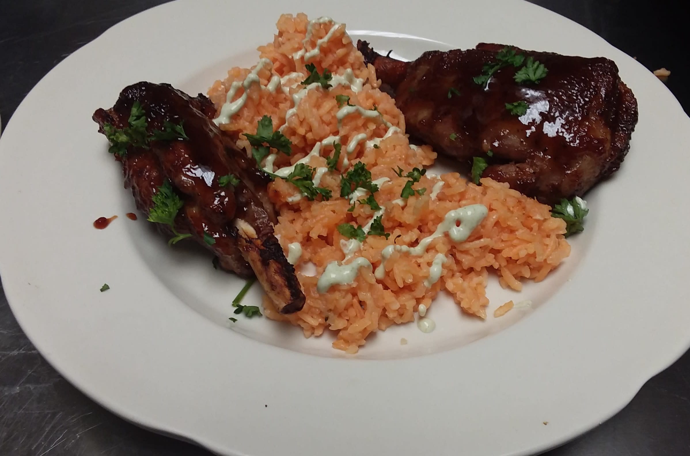 pork shanks with spanish rice