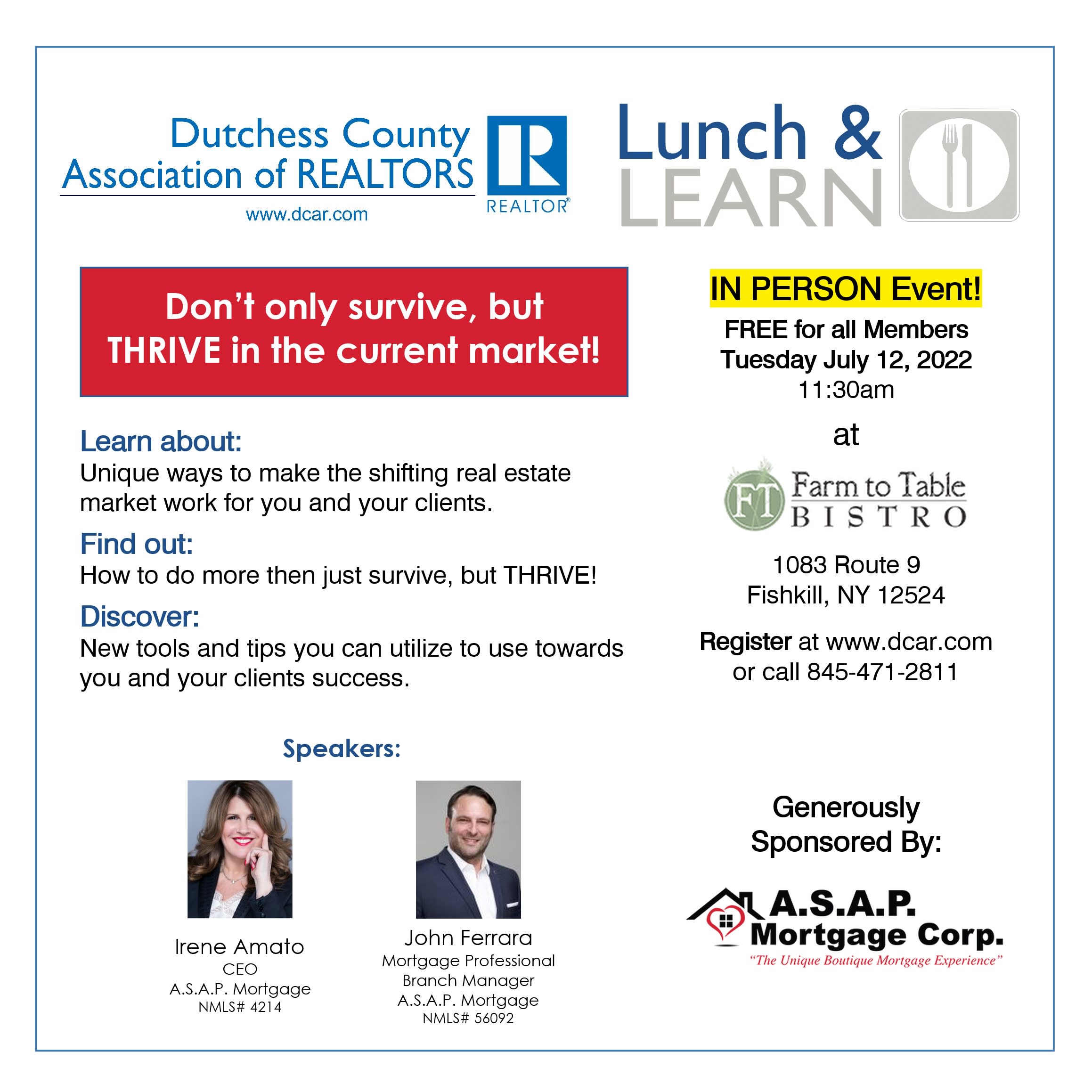 July Lunch & Learn - Dutchess County Association of REALTORS